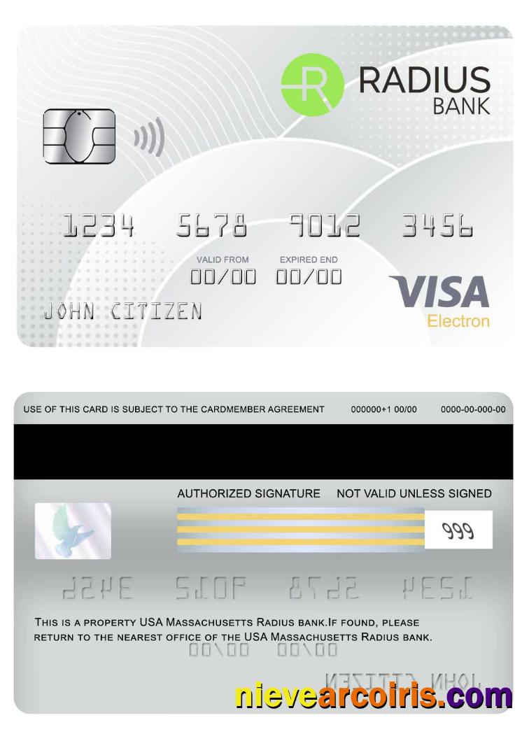 USA Massachusetts Radius visa electron card